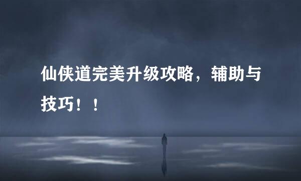 仙侠道完美升级攻略，辅助与技巧！！