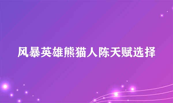 风暴英雄熊猫人陈天赋选择