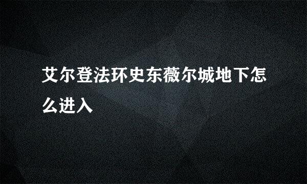 艾尔登法环史东薇尔城地下怎么进入