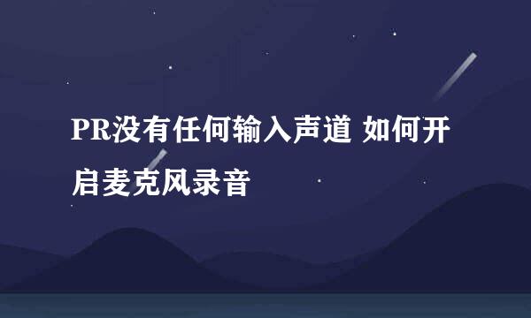 PR没有任何输入声道 如何开启麦克风录音
