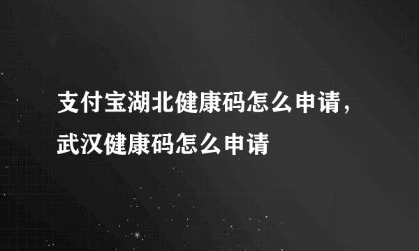 支付宝湖北健康码怎么申请，武汉健康码怎么申请