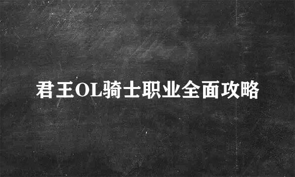 君王OL骑士职业全面攻略