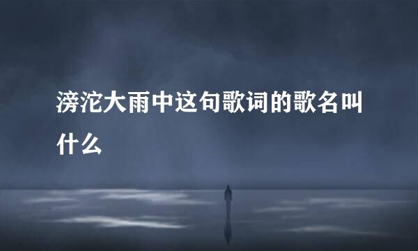 滂沱大雨中这句歌词的歌名叫什么