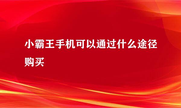小霸王手机可以通过什么途径购买