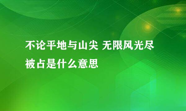 不论平地与山尖 无限风光尽被占是什么意思