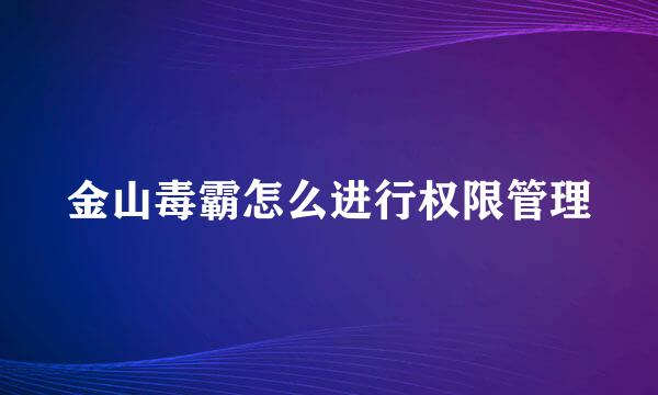 金山毒霸怎么进行权限管理