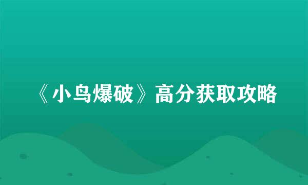 《小鸟爆破》高分获取攻略