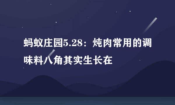 蚂蚁庄园5.28：炖肉常用的调味料八角其实生长在