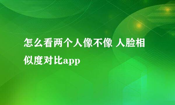 怎么看两个人像不像 人脸相似度对比app