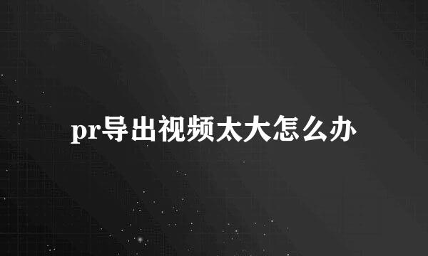 pr导出视频太大怎么办