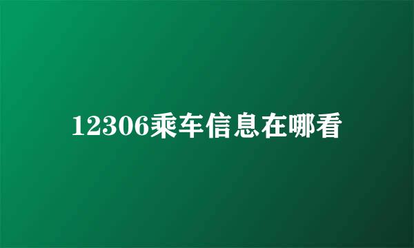 12306乘车信息在哪看