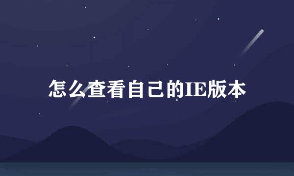 怎么查看自己的IE版本