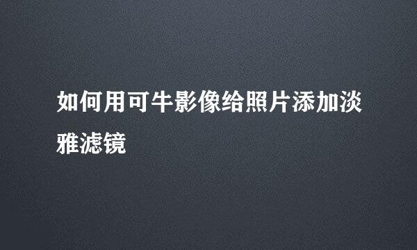 如何用可牛影像给照片添加淡雅滤镜