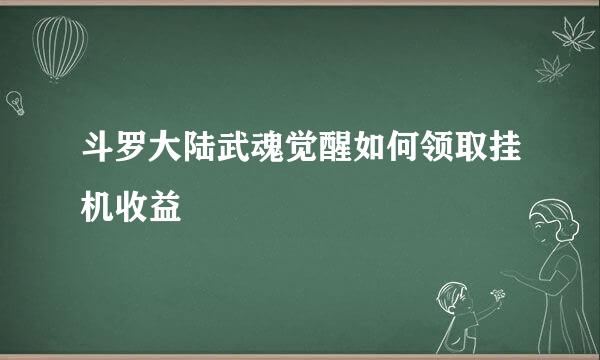 斗罗大陆武魂觉醒如何领取挂机收益