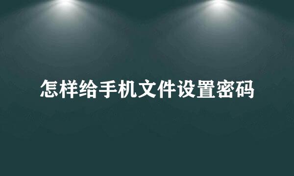 怎样给手机文件设置密码