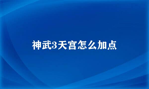 神武3天宫怎么加点