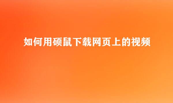 如何用硕鼠下载网页上的视频