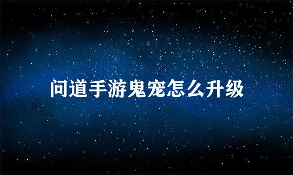 问道手游鬼宠怎么升级