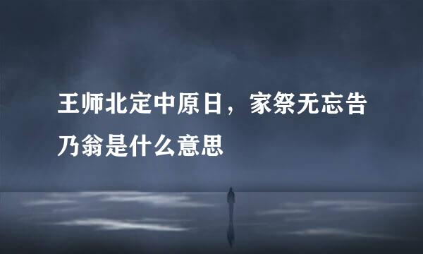 王师北定中原日，家祭无忘告乃翁是什么意思