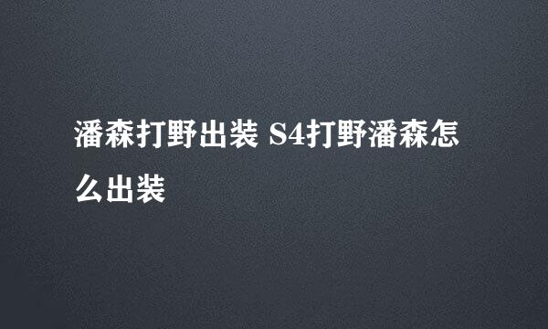 潘森打野出装 S4打野潘森怎么出装
