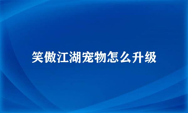 笑傲江湖宠物怎么升级