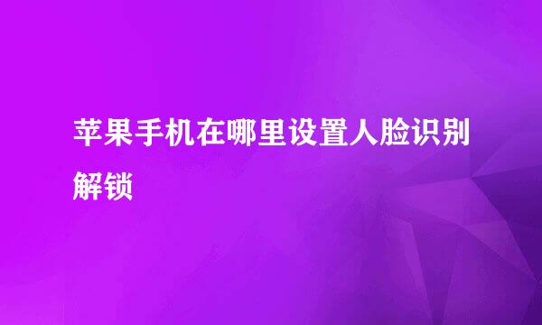 苹果手机在哪里设置人脸识别解锁