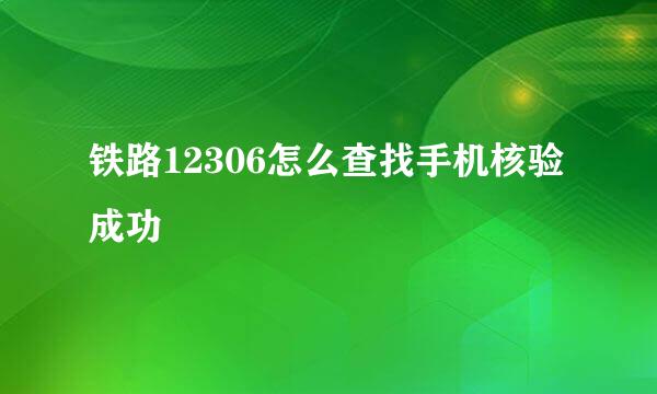铁路12306怎么查找手机核验成功