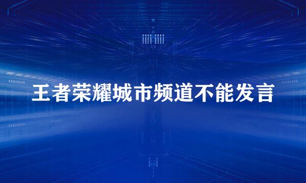 王者荣耀城市频道不能发言
