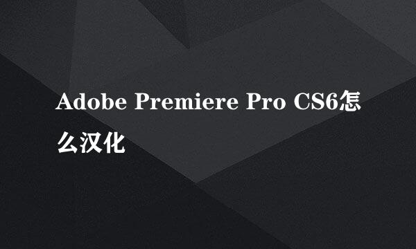 Adobe Premiere Pro CS6怎么汉化