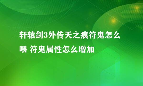 轩辕剑3外传天之痕符鬼怎么喂 符鬼属性怎么增加
