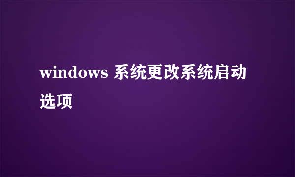 windows 系统更改系统启动选项
