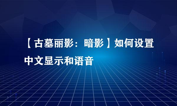 【古墓丽影：暗影】如何设置中文显示和语音