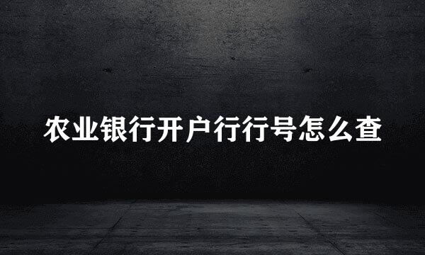 农业银行开户行行号怎么查