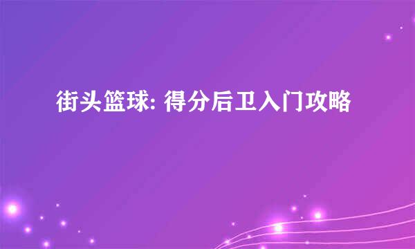 街头篮球: 得分后卫入门攻略