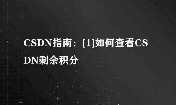 CSDN指南：[1]如何查看CSDN剩余积分
