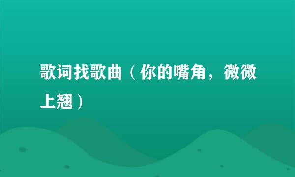 歌词找歌曲（你的嘴角，微微上翘）