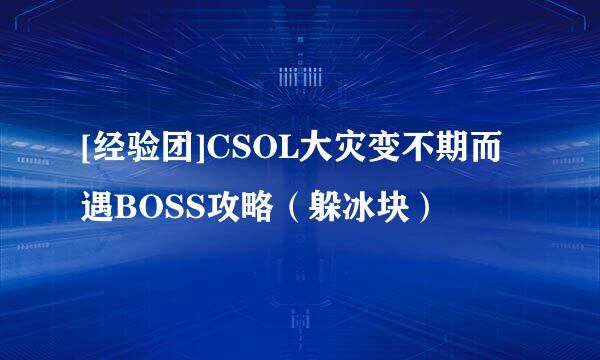 [经验团]CSOL大灾变不期而遇BOSS攻略（躲冰块）