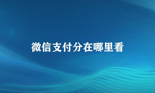 微信支付分在哪里看