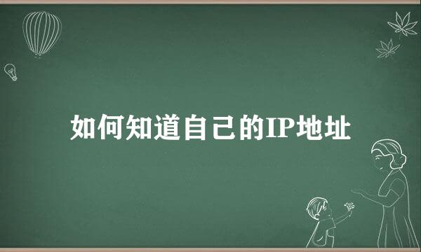 如何知道自己的IP地址