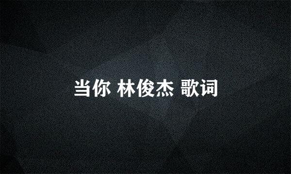 当你 林俊杰 歌词