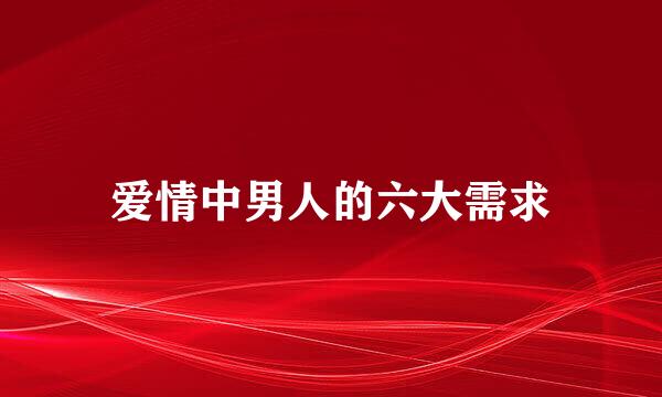 爱情中男人的六大需求