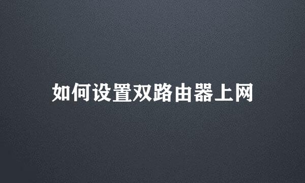 如何设置双路由器上网