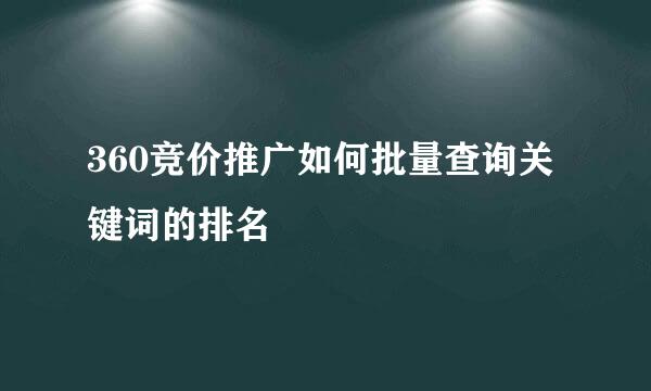 360竞价推广如何批量查询关键词的排名