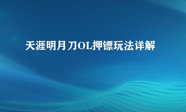 天涯明月刀OL押镖玩法详解