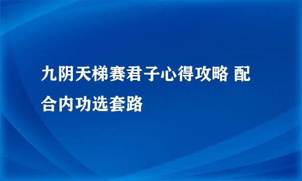九阴天梯赛君子心得攻略 配合内功选套路