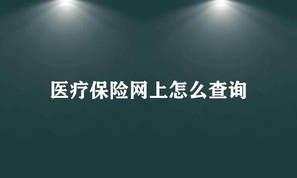 医疗保险网上怎么查询