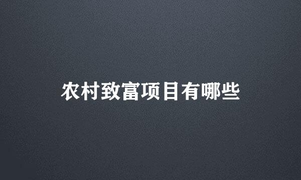 农村致富项目有哪些
