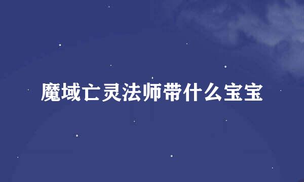魔域亡灵法师带什么宝宝