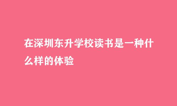 在深圳东升学校读书是一种什么样的体验