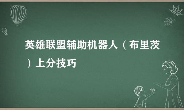 英雄联盟辅助机器人（布里茨）上分技巧
